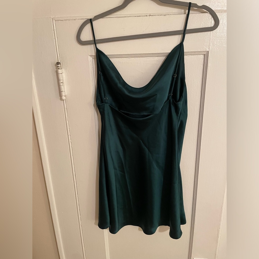 Polyester mini dark green dress
